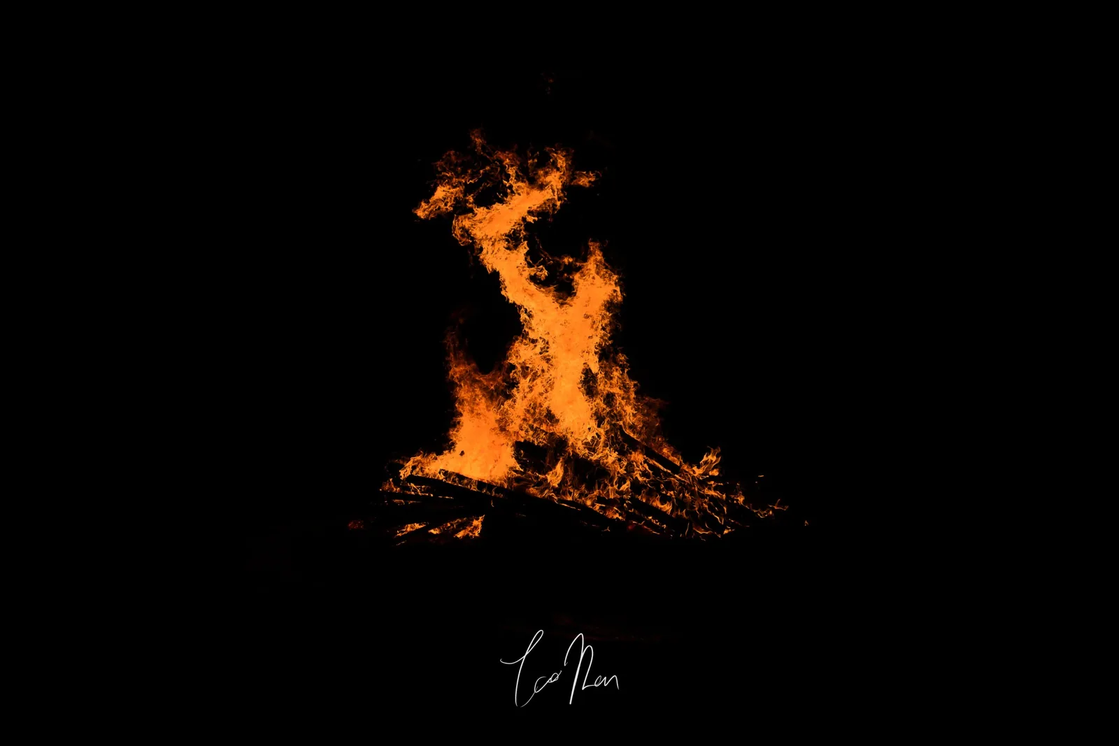 A bonfire burning in the night